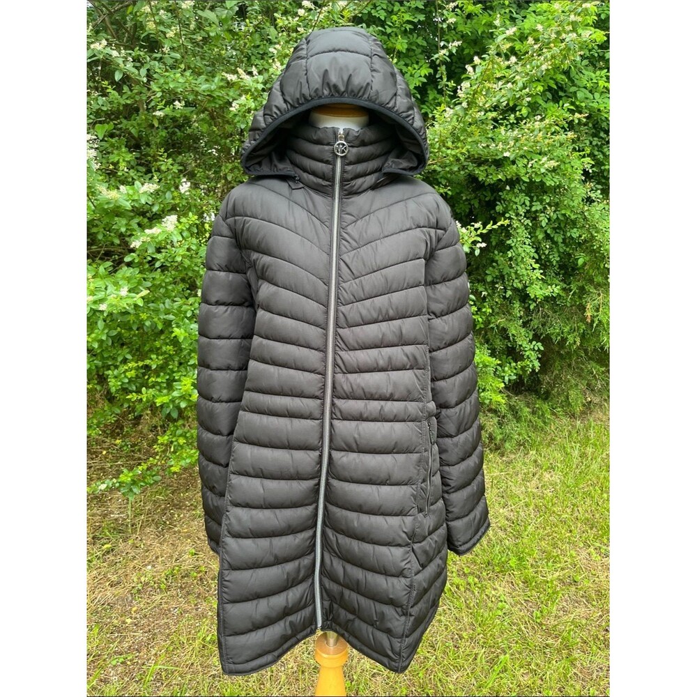 Michael Kors Chevron Quilted Hooded Full-zip Ulta Light Weight Puffer Jacket XL